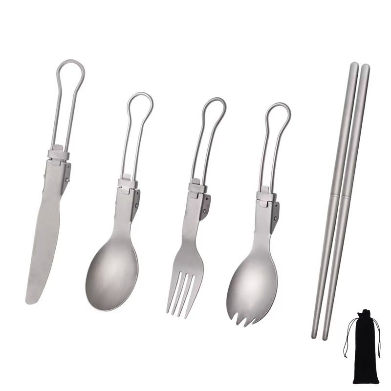 Weaning Spoon Set - Titanium Foldable Utensil Set with Fork