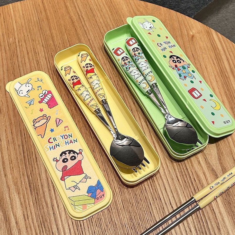 Kawaii Crayon Shin Chan Stainl - Weaning Spoon Set ulasan dan harga