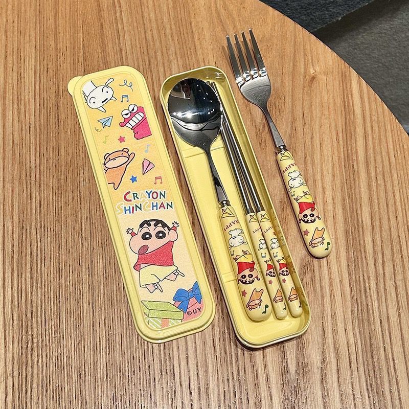 Kawaii Crayon Shin Chan Stainl - Weaning Spoon Set ulasan dan harga