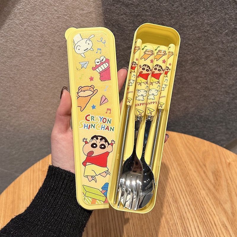 Kawaii Crayon Shin Chan Stainl - Weaning Spoon Set ulasan dan harga