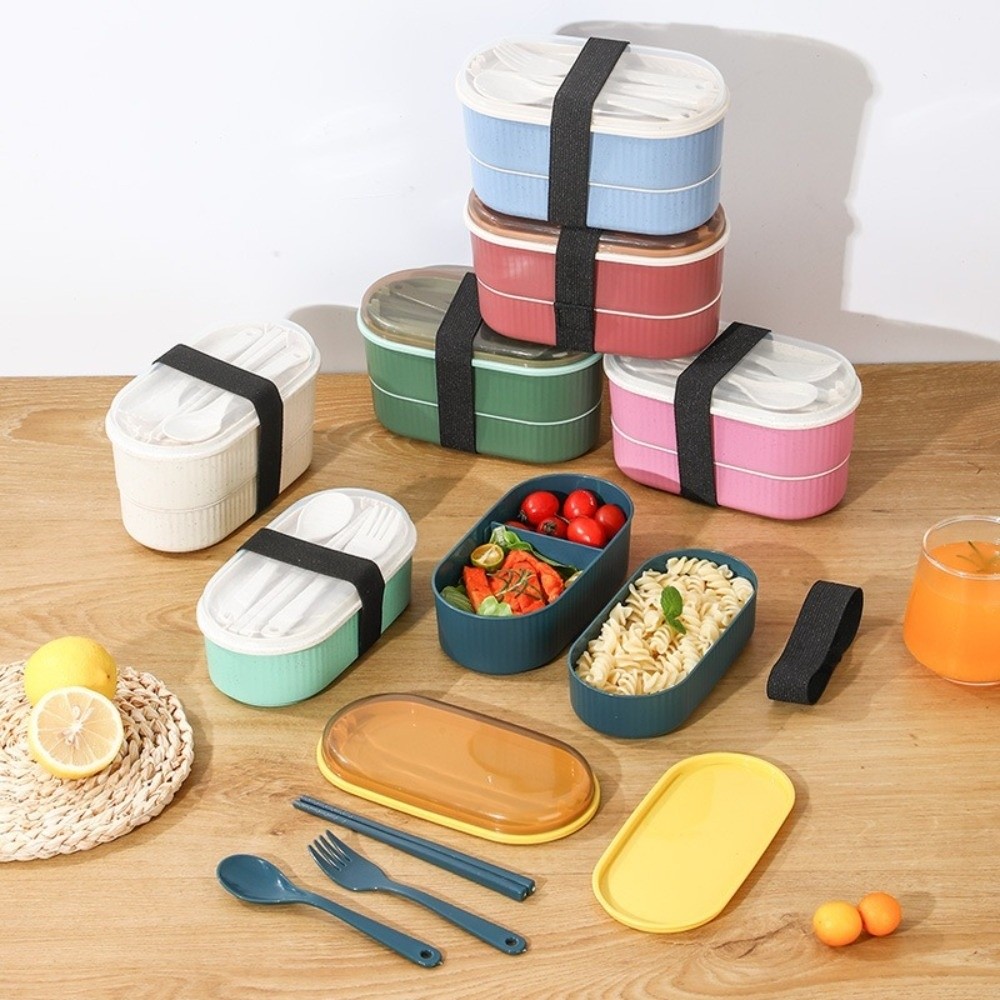 Portable Double Layer Lunch Bo - Weaning Spoon Set ulasan dan harga