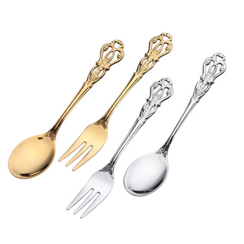 1 Pair Vintage Gold Spoon Fork - Weaning Spoon Set ulasan dan harga