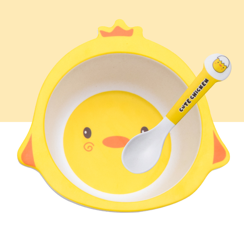 Cute Cartoon Chicken Bamboo Fi - Weaning Spoon Set ulasan dan harga