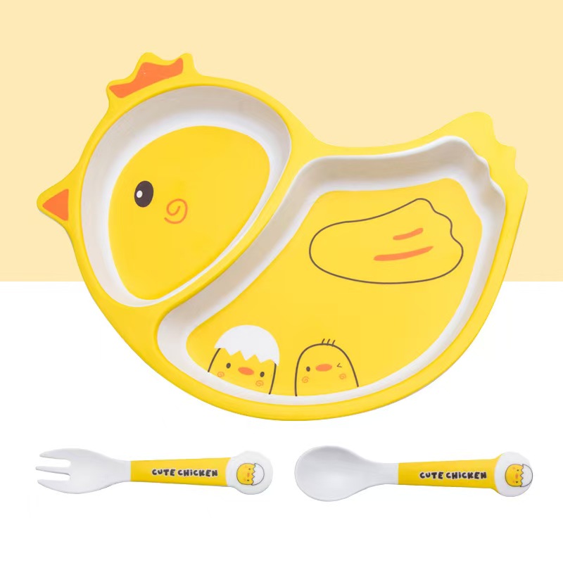 Cute Cartoon Chicken Bamboo Fi - Weaning Spoon Set ulasan dan harga