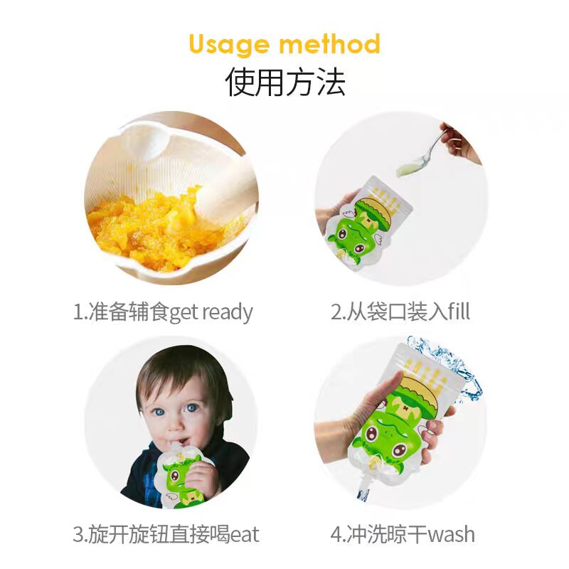 4Pcs/pack DIY Baby Fruit and V - Baby Food Pouches Reusable ulasan dan harga