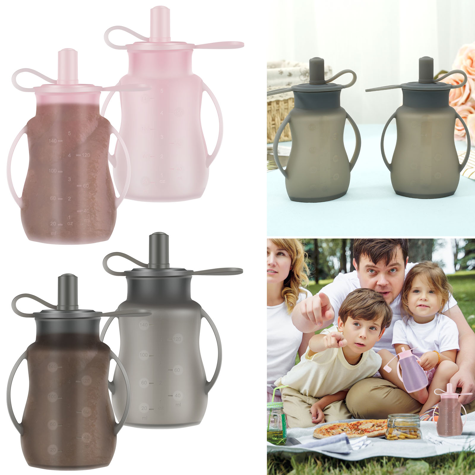 2Pcs Baby Feeding Pouches Sili - Baby Food Pouches Reusable ulasan dan harga