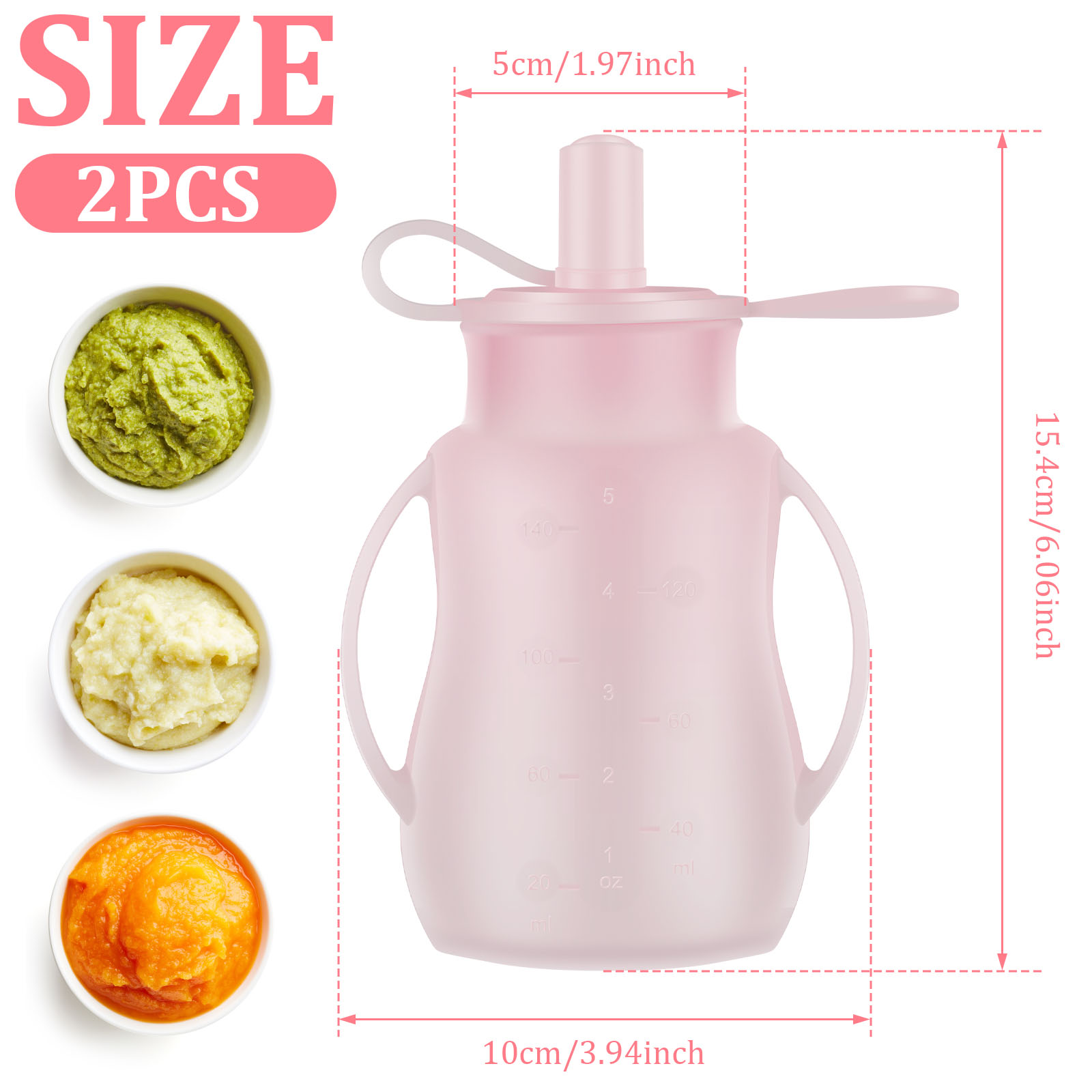 2Pcs Baby Feeding Pouches Sili - Baby Food Pouches Reusable ulasan dan harga