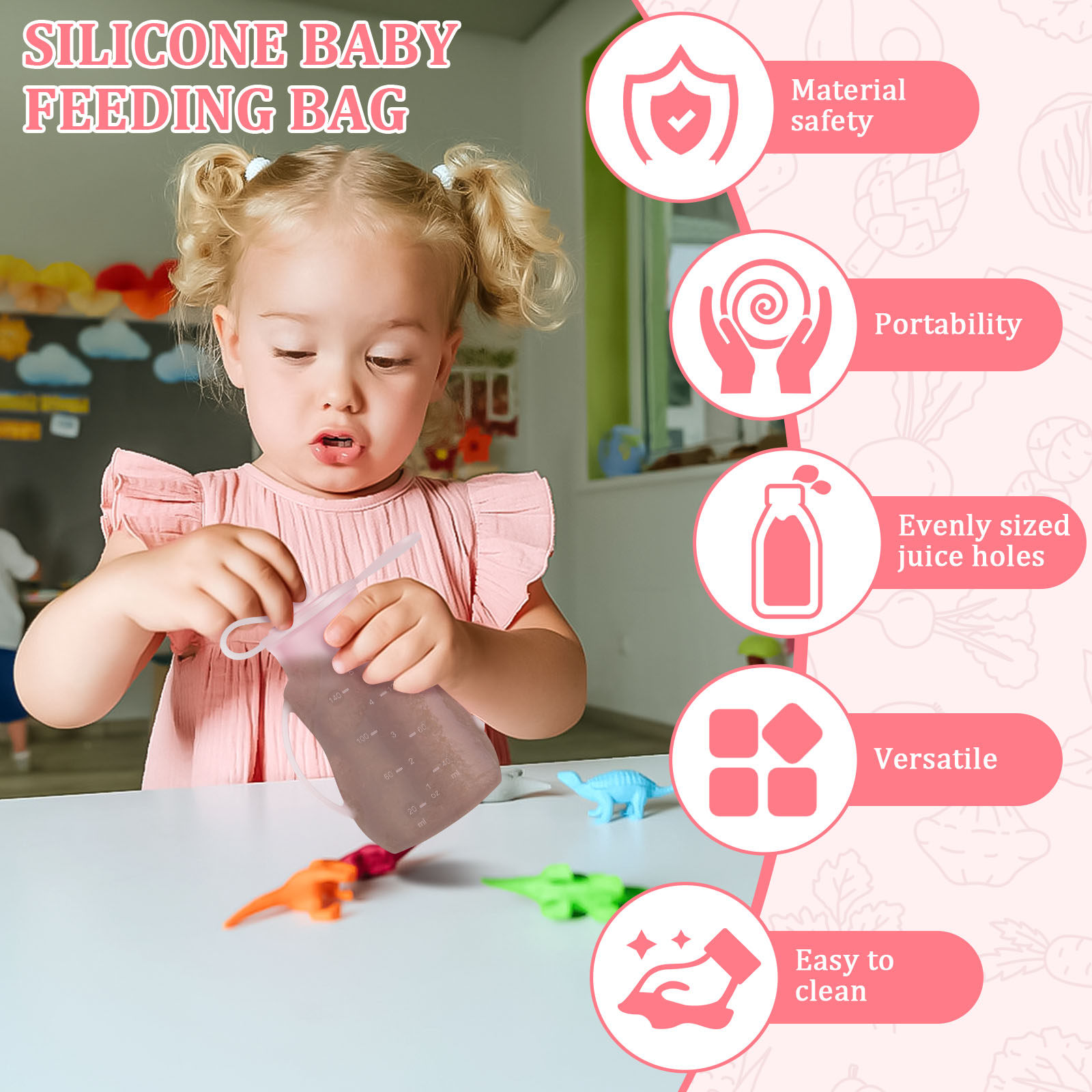 2Pcs Baby Feeding Pouches Sili - Baby Food Pouches Reusable ulasan dan harga