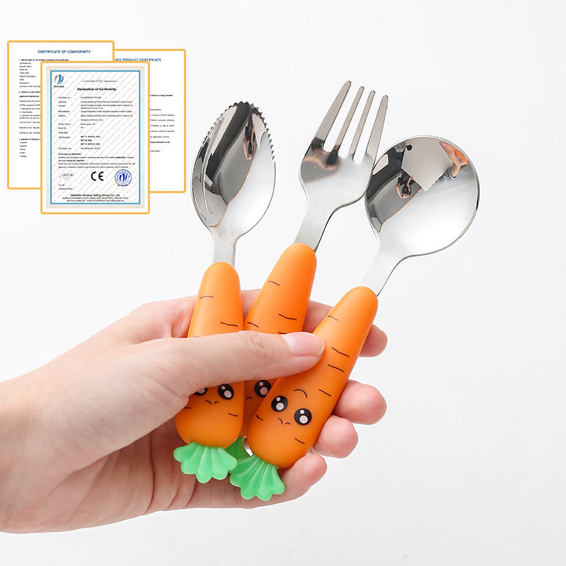1PC Carrots Set Children Kids  - Weaning Spoon Set ulasan dan harga