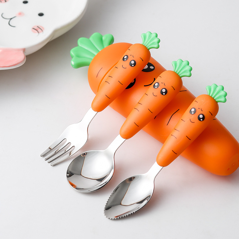 1PC Carrots Set Children Kids  - Weaning Spoon Set ulasan dan harga