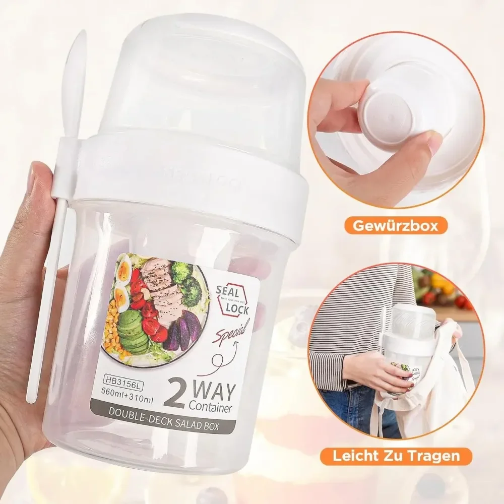 Salad Cup Breakfast Cups Porta - Weaning Spoon Set ulasan dan harga