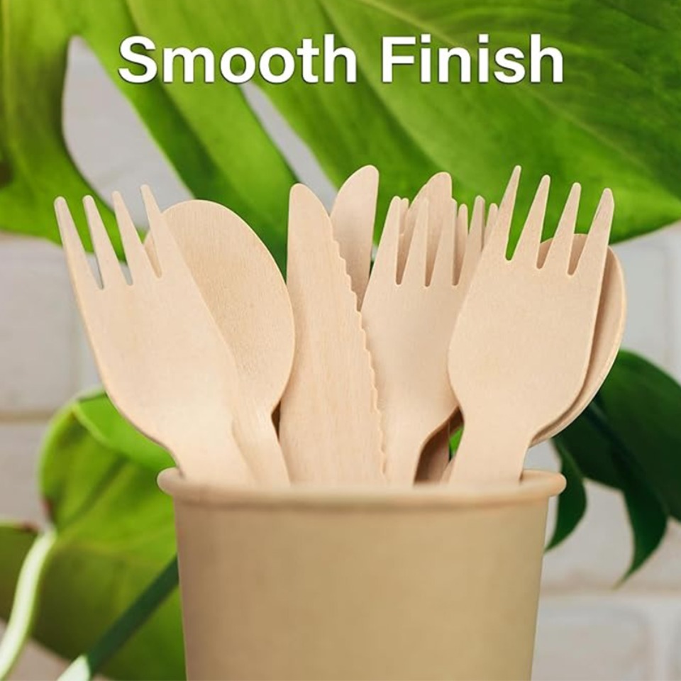 50/100PCS Disposable Wooden Cu - Weaning Spoon Set ulasan dan harga