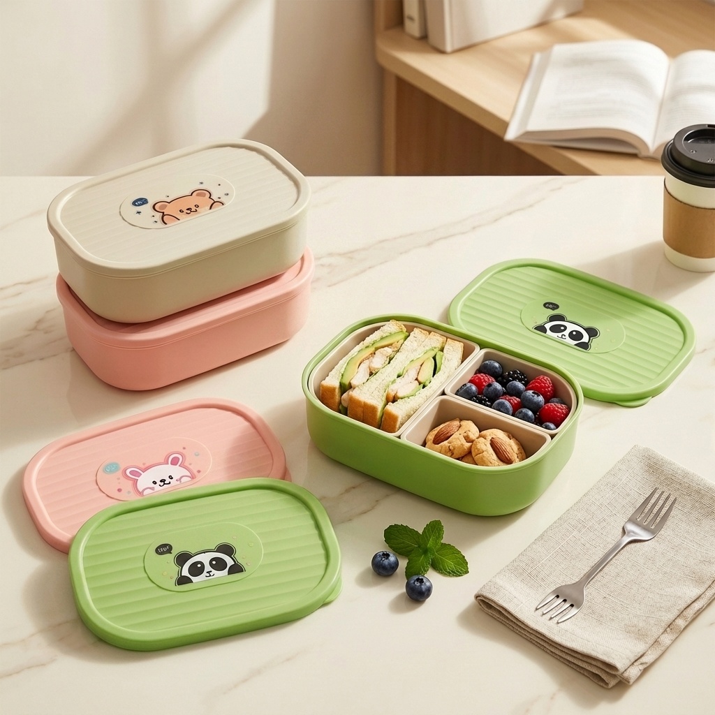 Cute Plastic Divided Lunch Box - Baby Food Fruits ulasan dan harga